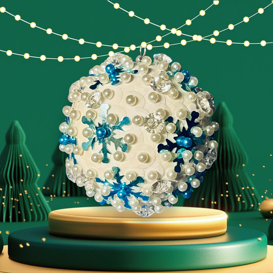 White and teal snowflake sequins with white and teal/aqua pins